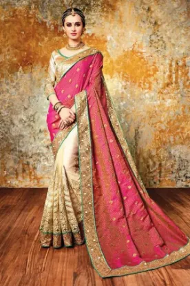 Picture of handmade saree orange silk blend diy craft fabric bolly