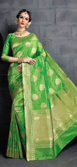 Picture of handmade saree paisley printed pure silk dress making i