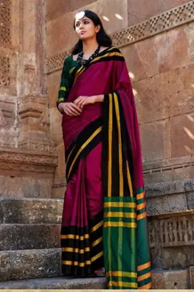 Picture of handmade saree pure cotton fabric brown saree yd sari p