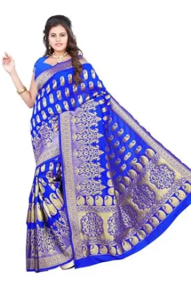 Picture of handmade saree pure cotton fabric navy blue saree yd sa