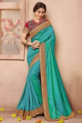 Picture of handmade saree pure silk hand beaded printed multi colo