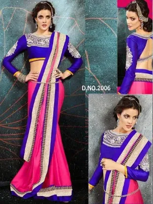 Picture of handmade saree pure silk printed embroidered aari work 