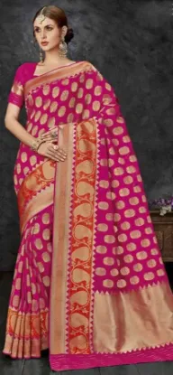 Picture of handmade saree silk blend fabric 5 yard indian printed 