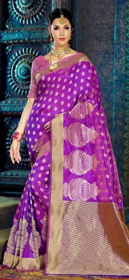 Picture of handmade sari indian art silk printed saree craft fabri