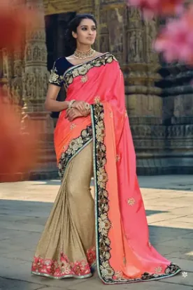 Picture of handmade sari indian art silk printed saree yard craft 