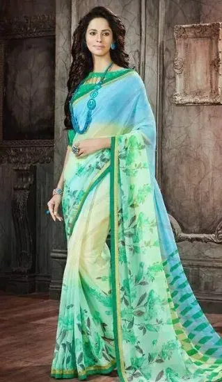 Picture of handmade sari indian art silk printed saree yard craft 