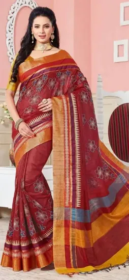 Picture of handmade sari pure silk indian batik printed outfit mul