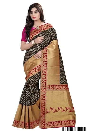 Picture of handmade sari pure silk indian ethnic multicolor paisle