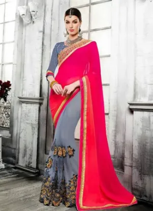 Picture of handmade silk saree ethnic wrap silk fabric indian flor