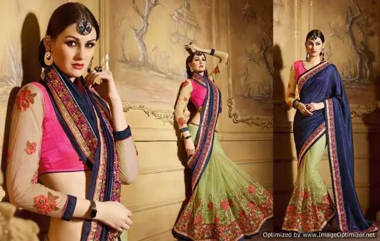 Picture of handmade style designer sari bridal wear embroidered dr