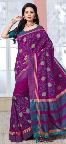 Picture of handmade style indian bollywood saree silk blend fabric