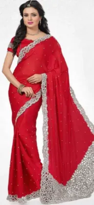 Picture of handmade traditional sari party wear woven dress silk b