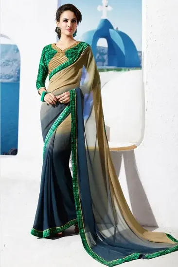 Picture of handmade traditional sari silk blend craft woven dress 