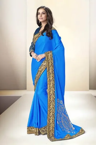 Picture of handmade women wear ethnic saree banarasi silk zari bor