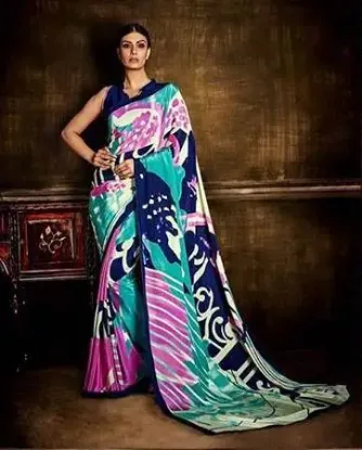 Picture of handmade woven saree indian women wrap silk blend pink 