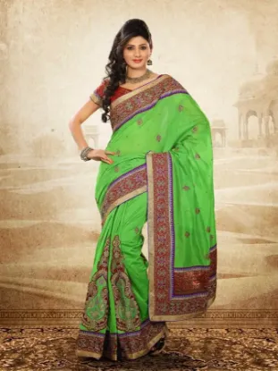 Picture of heavy saree wedding party wear awesome paper silk geor,