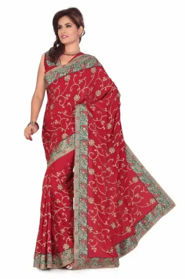 Picture of heavy wear saree traditional beautiful hand multi work 