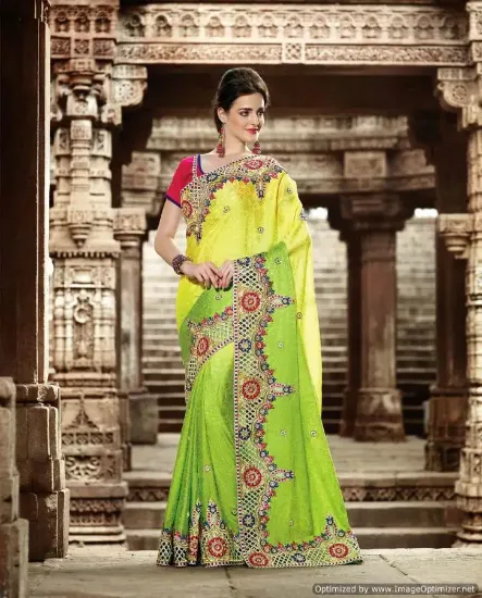 Picture of indian art silk saree bollywood designer ethnic wedding