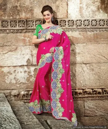 Picture of indian beauty art cotton silk saree with blouse piece (