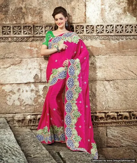 Picture of indian beauty art cotton silk saree with blouse piece (