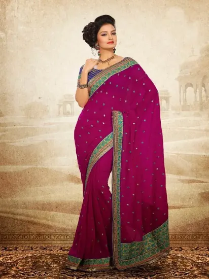 Picture of indian beauty art cotton silk saree with blouse piece ,