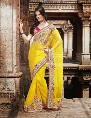 Picture of indian beauty art silk saree with blouse piece ( colour