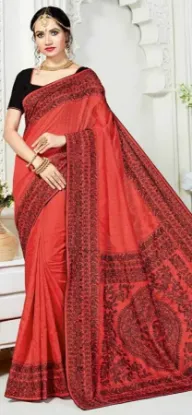 Picture of indian black designer heavy border work bollywood sari,