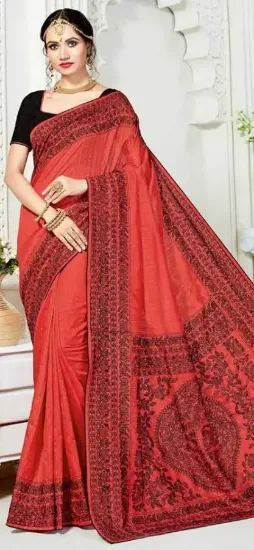 Picture of indian black designer heavy border work bollywood sari,