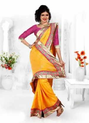 Picture of indian bollywood anamika cotton silk saree designer pa,