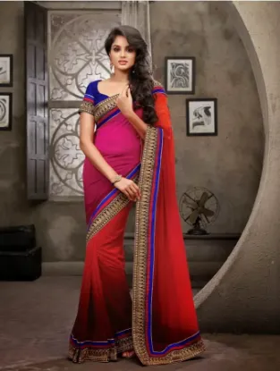 Picture of indian bollywood banarasi cotton sari wedding partywea,