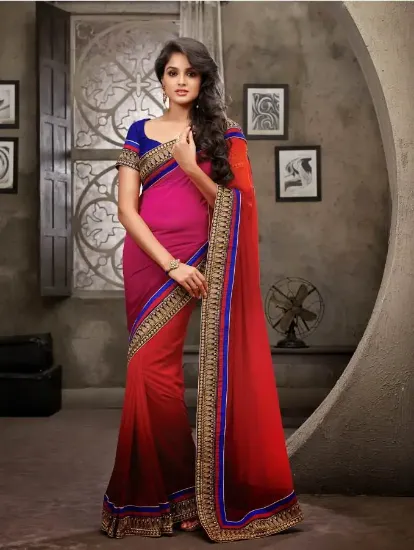 Picture of indian bollywood banarasi cotton sari wedding partywea,