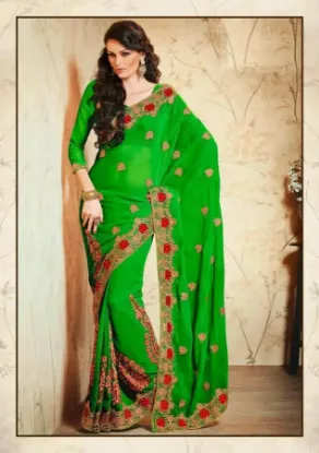 Picture of indian bollywood bhagalpuri silk half and half saree wi