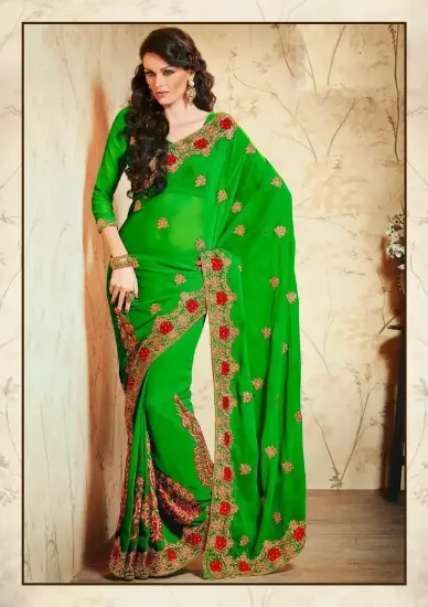 Picture of indian bollywood bhagalpuri silk half and half saree wi