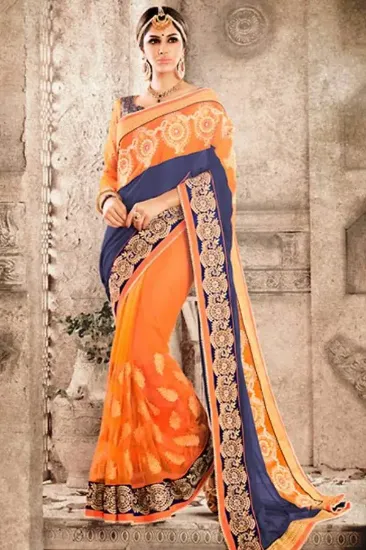 Picture of indian bollywood fabric diamond chiffon saree with pan,