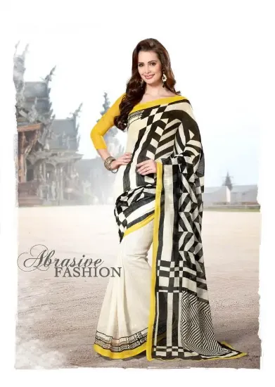 Picture of indian bollywood fabric single diamond chiffon saree wi