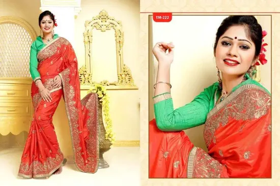 Picture of indian bollywood green georgette designer work sari pa,