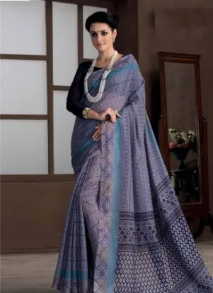 Picture of indian bollywood jacquard zari border beige black and ,