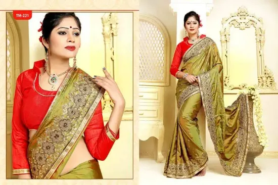 Picture of indian bollywood jacquard zari border sari beige sky b,