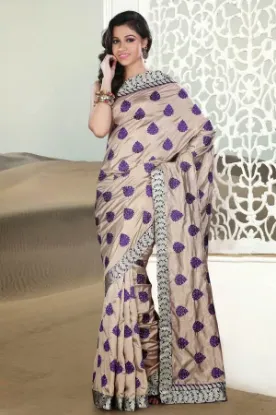 Picture of indian bollywood maheshwari cotton silk saree with jori