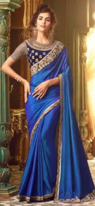 Picture of indian bollywood pink navy jacquard border work sari c,