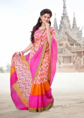 Picture of indian bollywood pink navy jacquard border work sari co