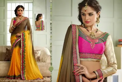 Picture of indian bollywood style designer saree wedding sari tra,