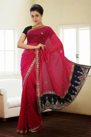 Picture of indian bollywood style designer saree wedding sari trad