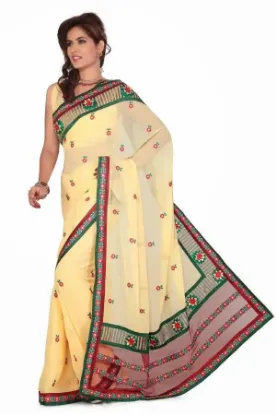 Picture of indian bollywood tissue saree with zari work and contra