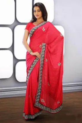 Picture of indian bollywood traditional bhandej rani block sari fo