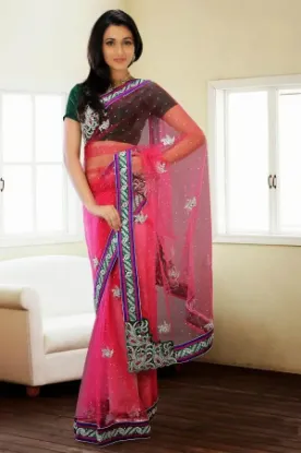 Picture of indian bollywood traditional bhandej red half sari for 