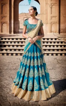 Picture of indian bollywood traditional ethnic cotton zari saree ,