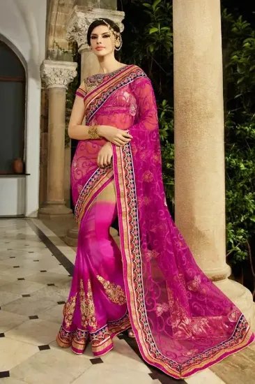 Picture of indian bollywood women saree chiffon silk fabric flora,