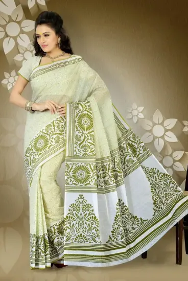 Picture of indian craft fabric pure silk handmade saree floral pri