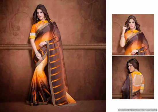 Picture of indian crepe silk green leafs printed handmade saree cr